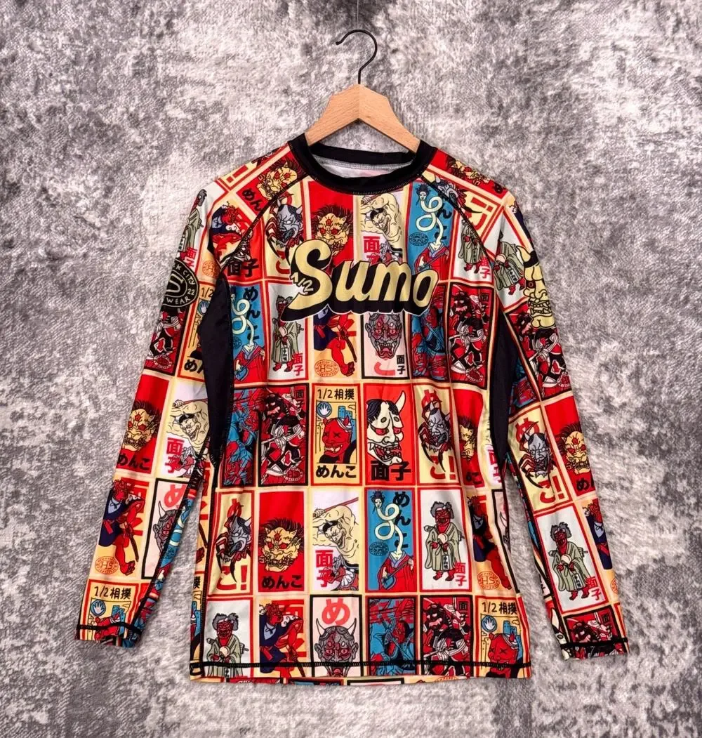 1/2 Half Sumo Rashguard Top Medium Mens Limited Edition Cards Long Sleeve